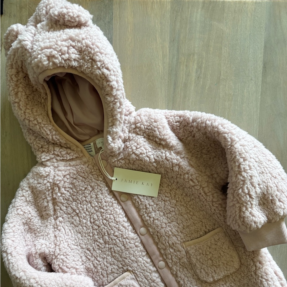 Jamie Kay - Lenny Sherpa Bear Onepiece - Powder Pink 3Y